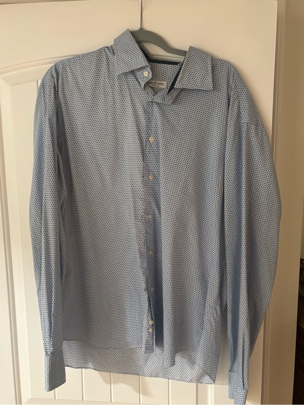 Men's Light Blue Micro-Dot Dress Shirt US  XL